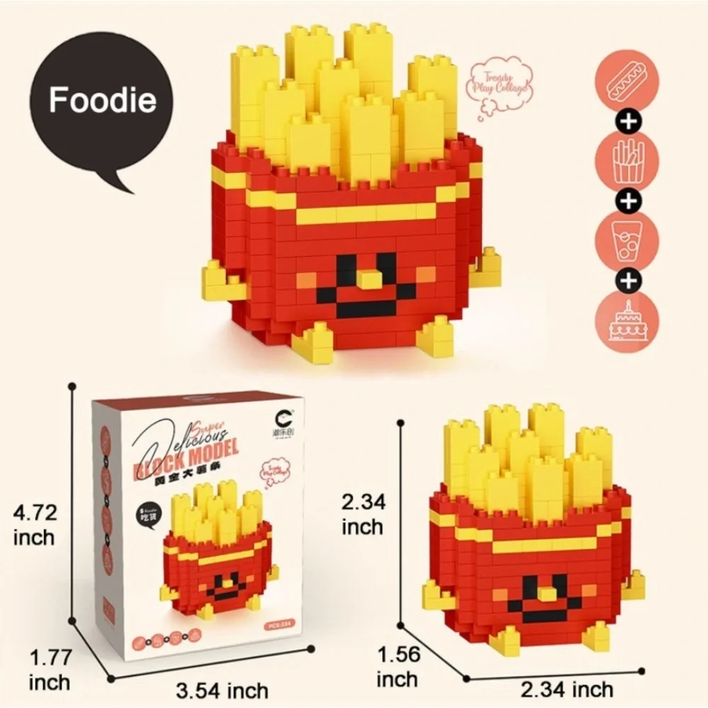 Super Delicious Block Model French Fries NWT measurement in pic collect em all